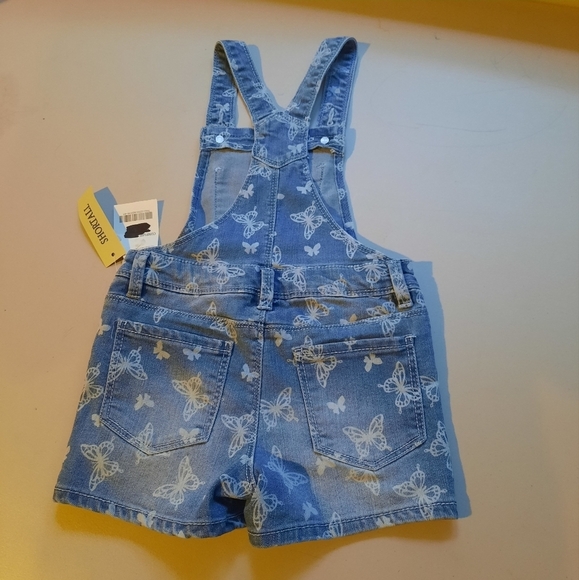 Squeeze‎ Denim Bibs Shortalls Girls Size 6 Butterfly Print - Picture 3 of 5
